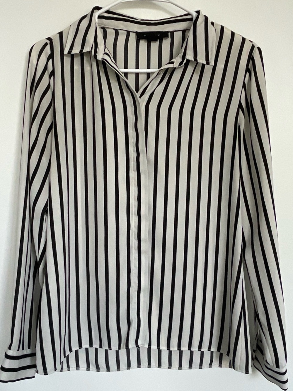 Atmosphere Black and White Vertical Stripe Blouse